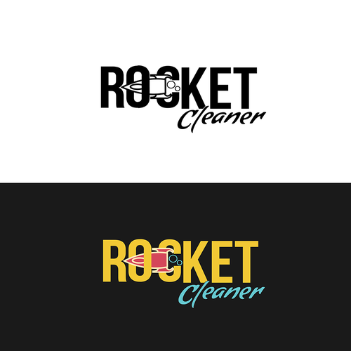 Dry cleaner logo with the title 'Rocket Cleaner'