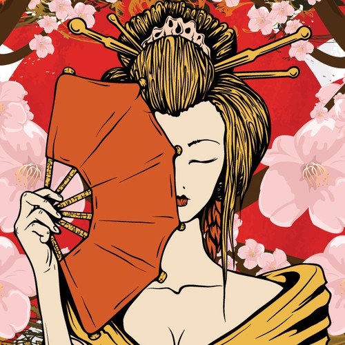 Japanese artwork with the title 'Modern Sushi Internal Graphics'