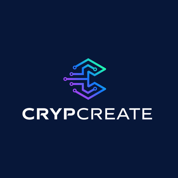 Cryptocurrency logo with the title 'CryptoCreate'