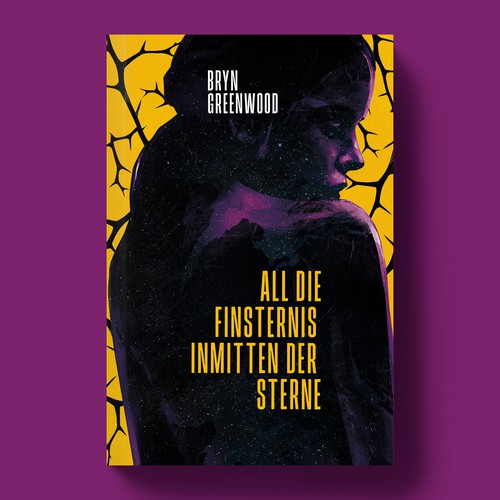 Romance book cover with the title 'ALL DIE FINSTERNIS INMITTEN DER STERNE'