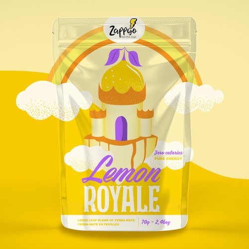 Lemon packaging with the title 'packaging for a loose leaf tea stand up pouch'