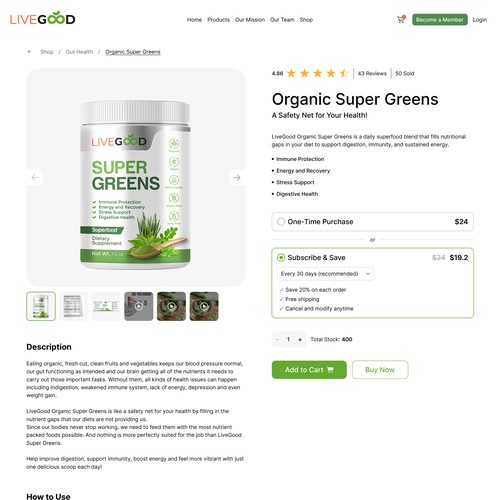 Review design with the title 'Simple and clean product page'