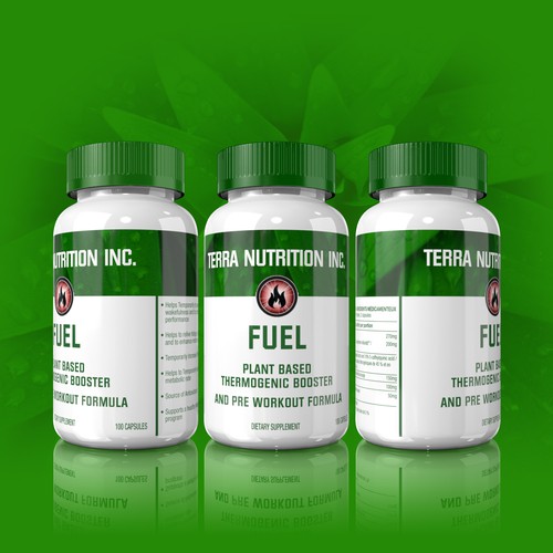 Pre-workout label with the title 'PPlant based thermogenic booster and pre workout formula'