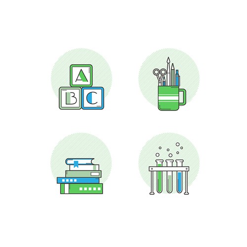Line design with the title 'Fun Icon set "back to school" for Analytics Academy'