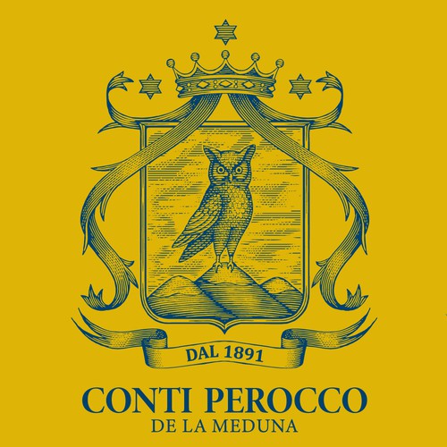 Family crest design with the title 'Logo for Conti Perocco De La Meduna'