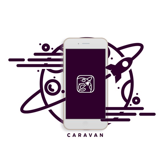 UX和UI logo，标题为“logo concept for Caravan APP”