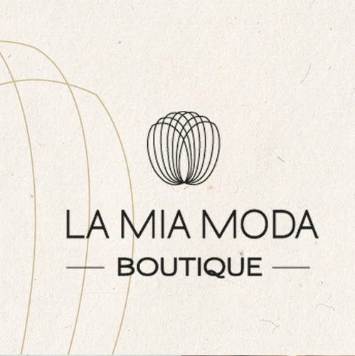 One-color logo with the title 'Logo design for La Mia Moda Boutique'