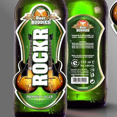 Beer bottle design with the title 'ROCKR brand label needed for a beer bottle'