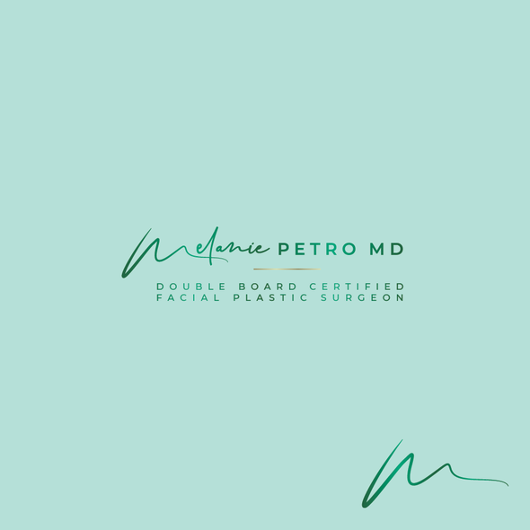 Plastic surgeon logo with the title 'Melanie Petro MD'