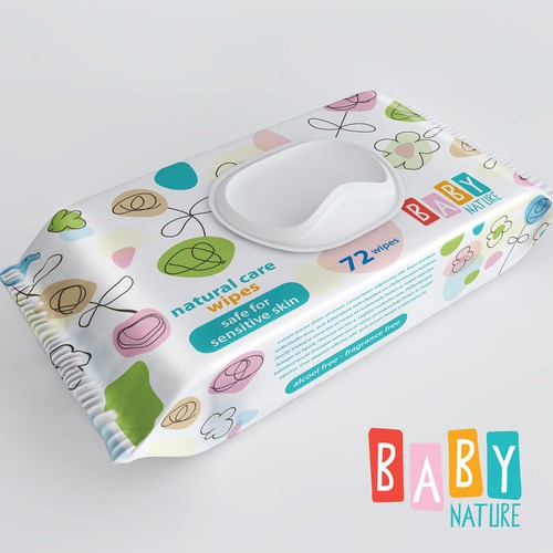 Baby packaging with the title 'Packadge design'