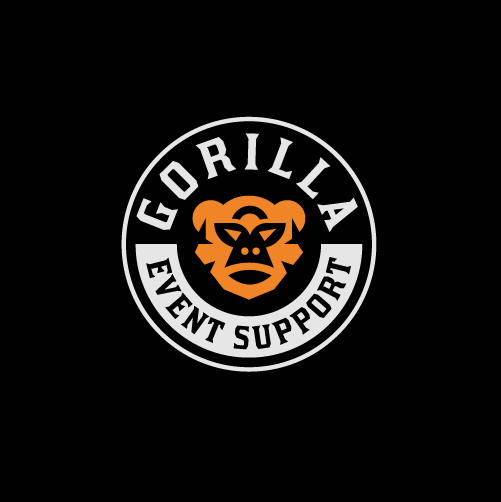 Masculine logo with the title 'GORILLA EVENT SUPPORT'