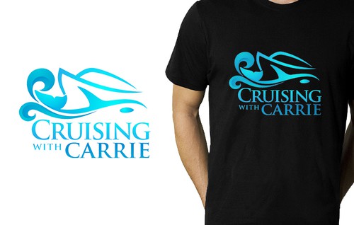 Ship logo with the title 'Simple Elegant Logo Design for Cruising with Carrie Travel Agent'