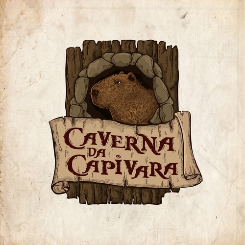 Pub design with the title 'Caverna da Capivara'