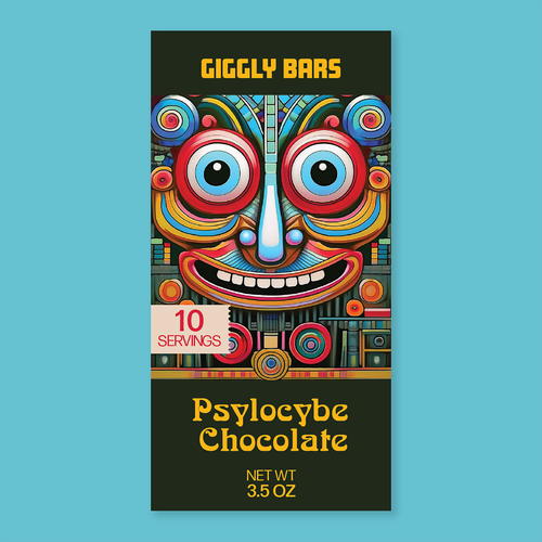 Wrapper packaging with the title 'Packaging for psychedelic chocolate'