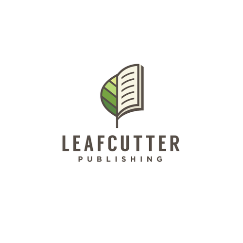 Leaf logo with the title 'Book publishing company logo'