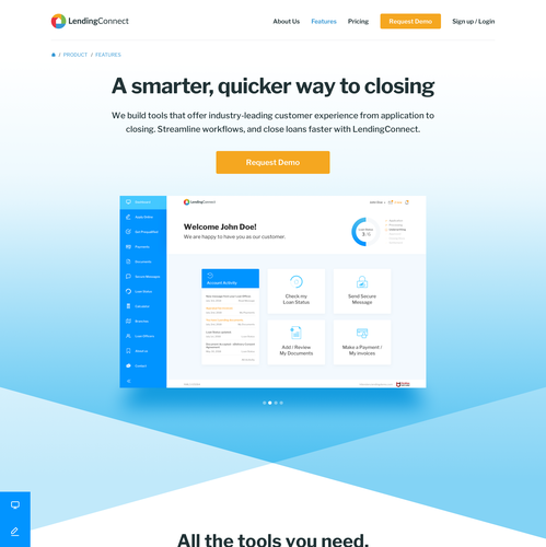 Real estate website with the title 'App Features Page'