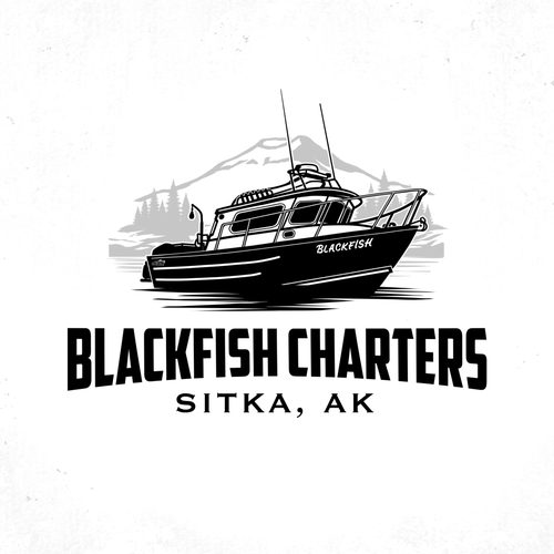 Fish logo with the title 'Blackfish Charters Logo'