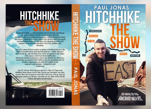Travel book cover with the title 'Hitchhike the show '