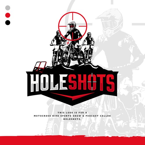 Motorsport design with the title 'Powerful new design for Sports Motocross Show called "Hole Shots"'
