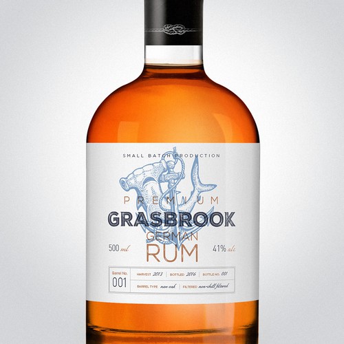 Rum label with the title 'New rum brand "Grasbrook"'