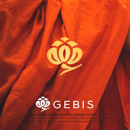 Blossom logo with the title 'Logo for a Buddhist Monastery with largest amount of monks in north America.'