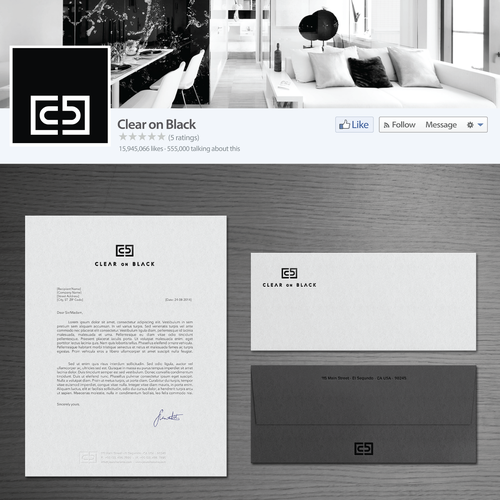 Interior design brand with the title 'ClearOnBlack'