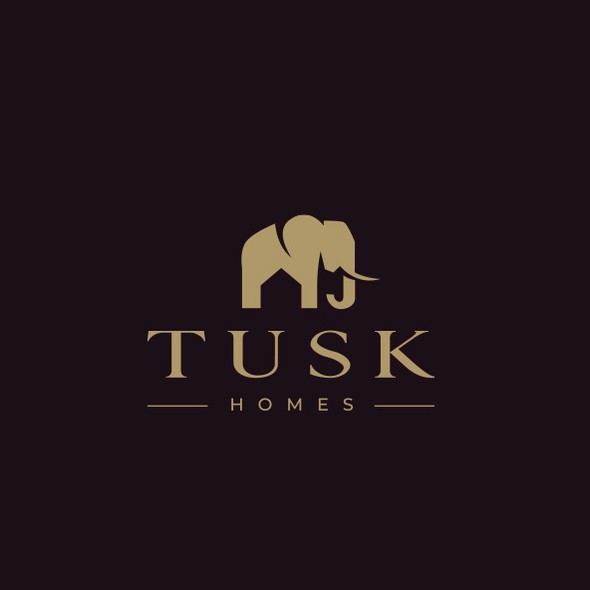 Negative space logo with the title 'Elephant & negative space logo — Premium Real Estate & Builder Logo'