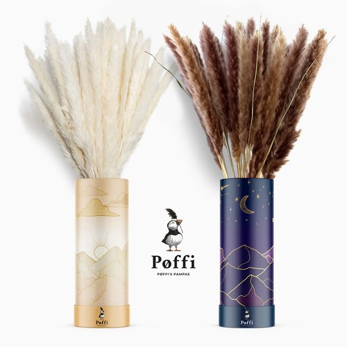 Luxury packaging with the title 'Luxury Pampas Grass Vases Design'