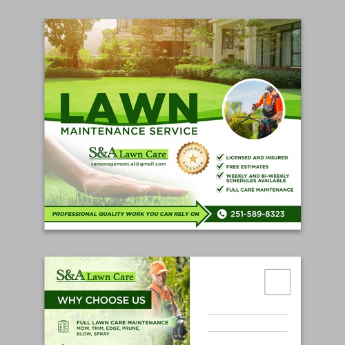 Lawn design with the title 'S&A Lawn Care'