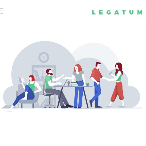 People illustration with the title 'Web site main page illustration'