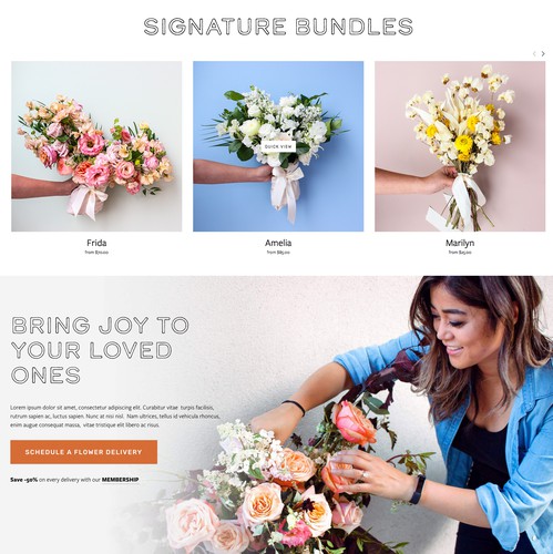 Ecommerce design with the title 'Bloom Theory '