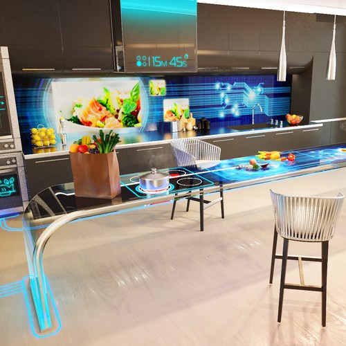 Kitchen design with the title 'Illustration of the 2020th kitchen'