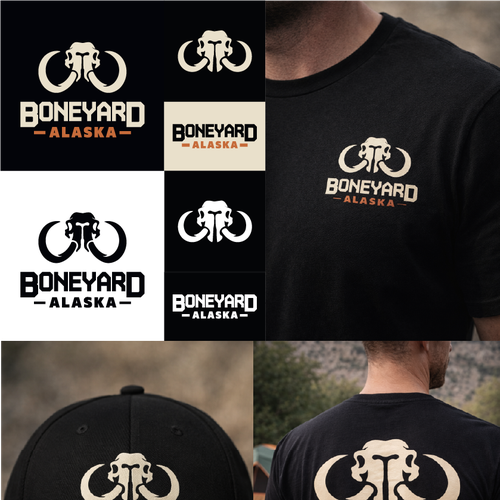 Embroidery design with the title 'Boneyard Alaska Logo Concept – Rugged Outdoor Brand Identity'
