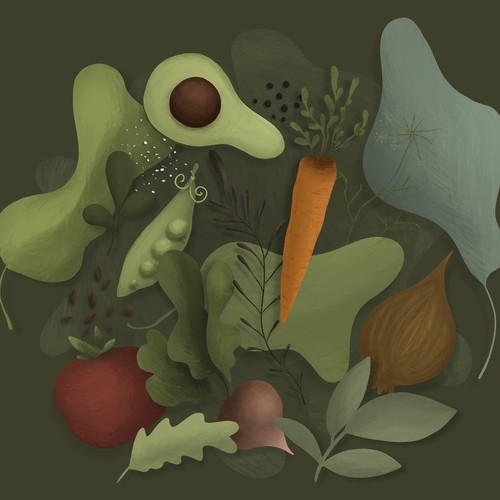 Vegetable illustration with the title 'Natural veggie concept for Organic Company'