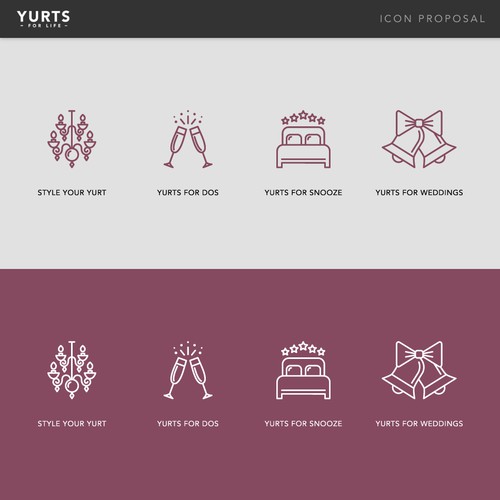 Linear design with the title 'Icon set for Yurts'