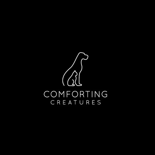 Dog logo with the title 'Comforting Creatures'