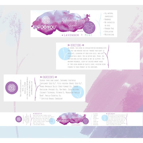 Flower label with the title 'A label for a sugar scrub'