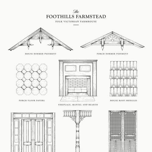 Renovation design with the title 'Elements for folk victorian farmhouse'