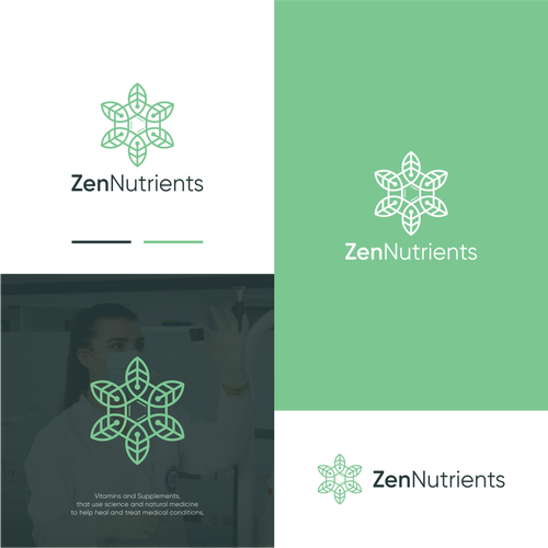 Vitamin logo with the title 'Hexagonal Molecule + Leaf '