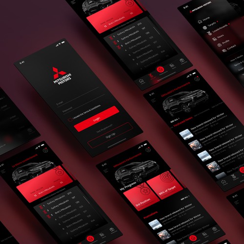 Auto design with the title 'Mitsubishi Motors App'