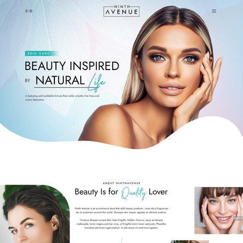 Natural website with the title 'Cosmetics & beauty web page design'