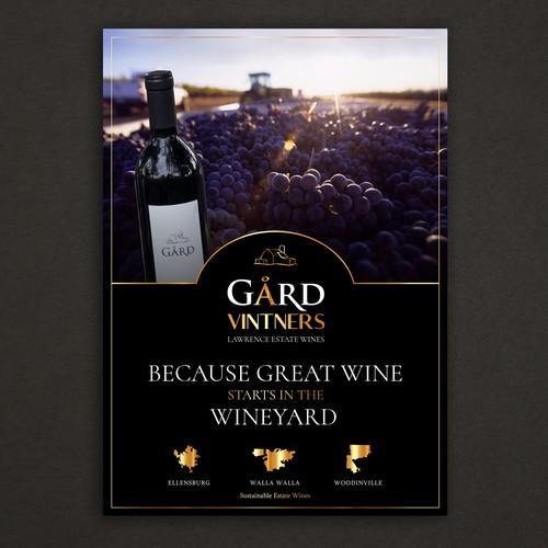 Magazine ad design with the title 'Print ad for an estate winery'