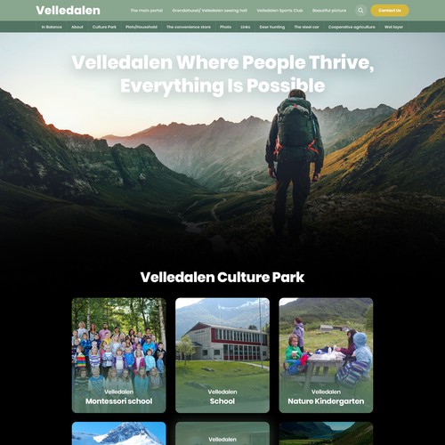 Travel agency website with the title 'Velledalen'