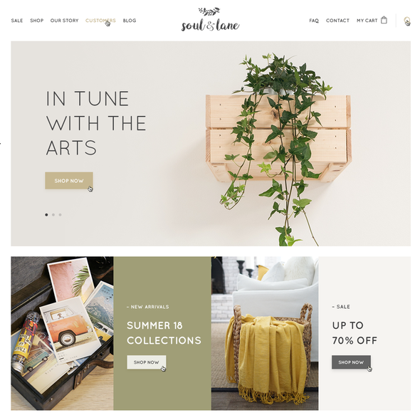 Rustic website with the title 'Shopify Website Design'