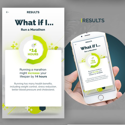 White and green design with the title 'LifeCalc Decision Making App'