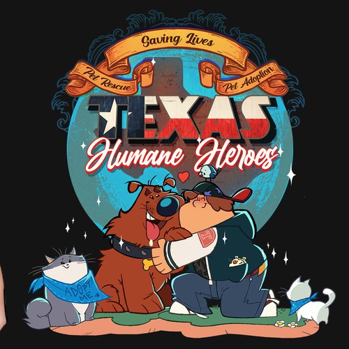 Texas t-shirt with the title 'Save (animal) lives through design! No-kill, non-profit animal shelter (cat and dogs) needs design to raise money!'