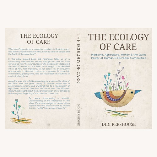 Watercolor book cover with the title 'Cover design for the book about ecology and sustainability'