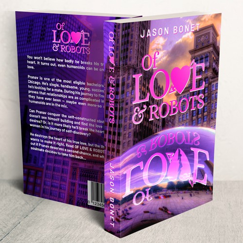 Pink book cover with the title 'Of Love & Robots'