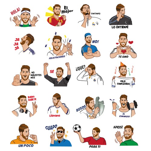 Sports illustration with the title 'Set of stickers for Sergio Ramos'