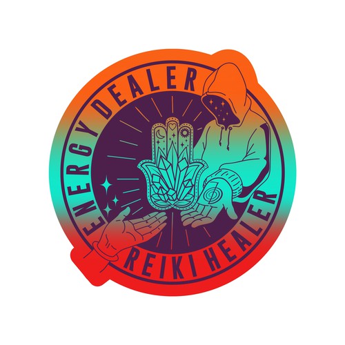 Reiki design with the title 'ENERGY DEALER REIKI HEALER'